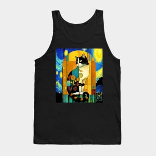 Van Gogh Starry Night Cat, izzy's kitty Gustav Klimt Fit Tank Top